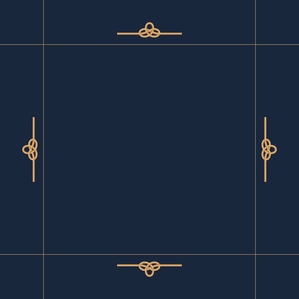 Harbor Line mahjong mat - navy blue and gold nautical rope design