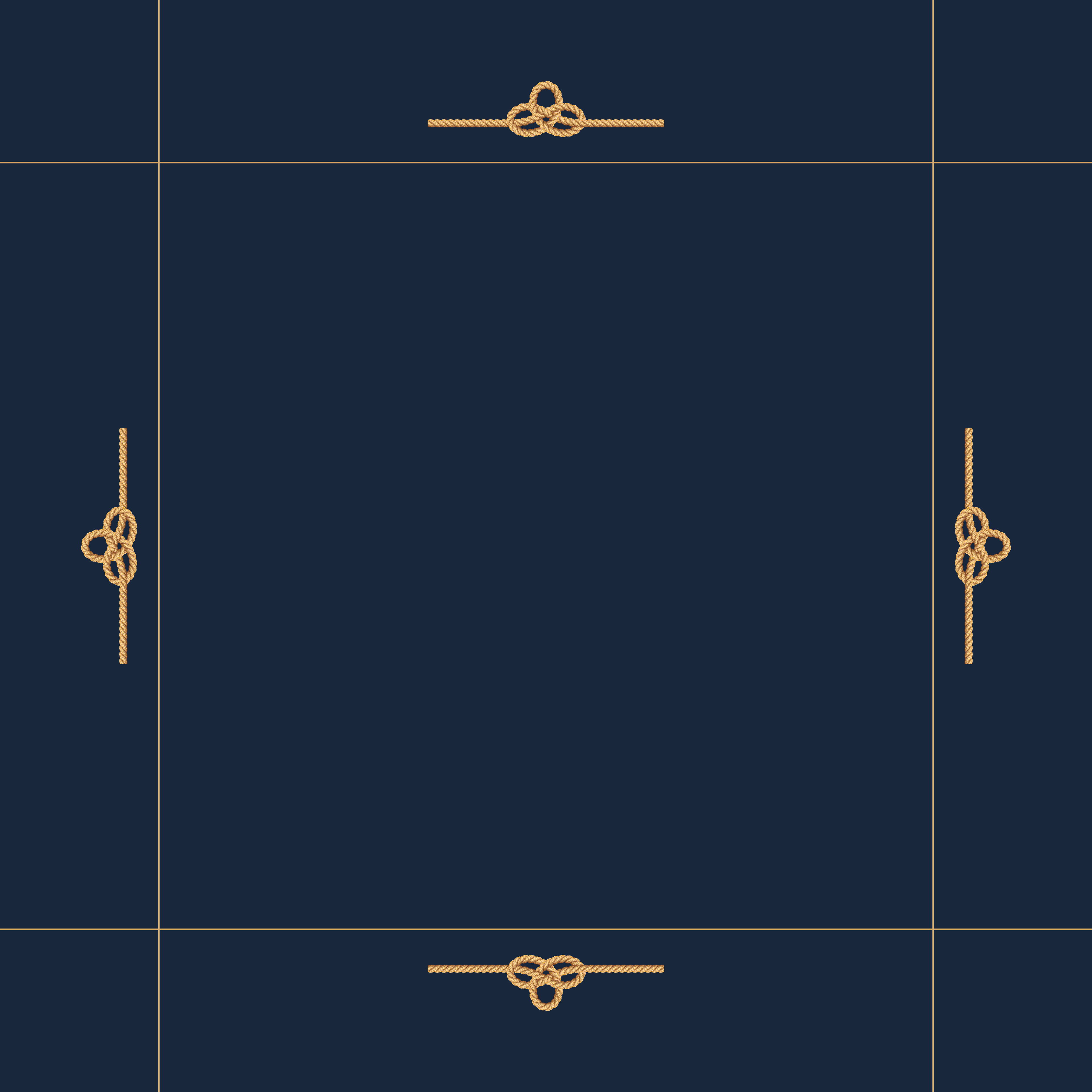 Harbor Line mahjong mat - navy blue and gold nautical rope design
