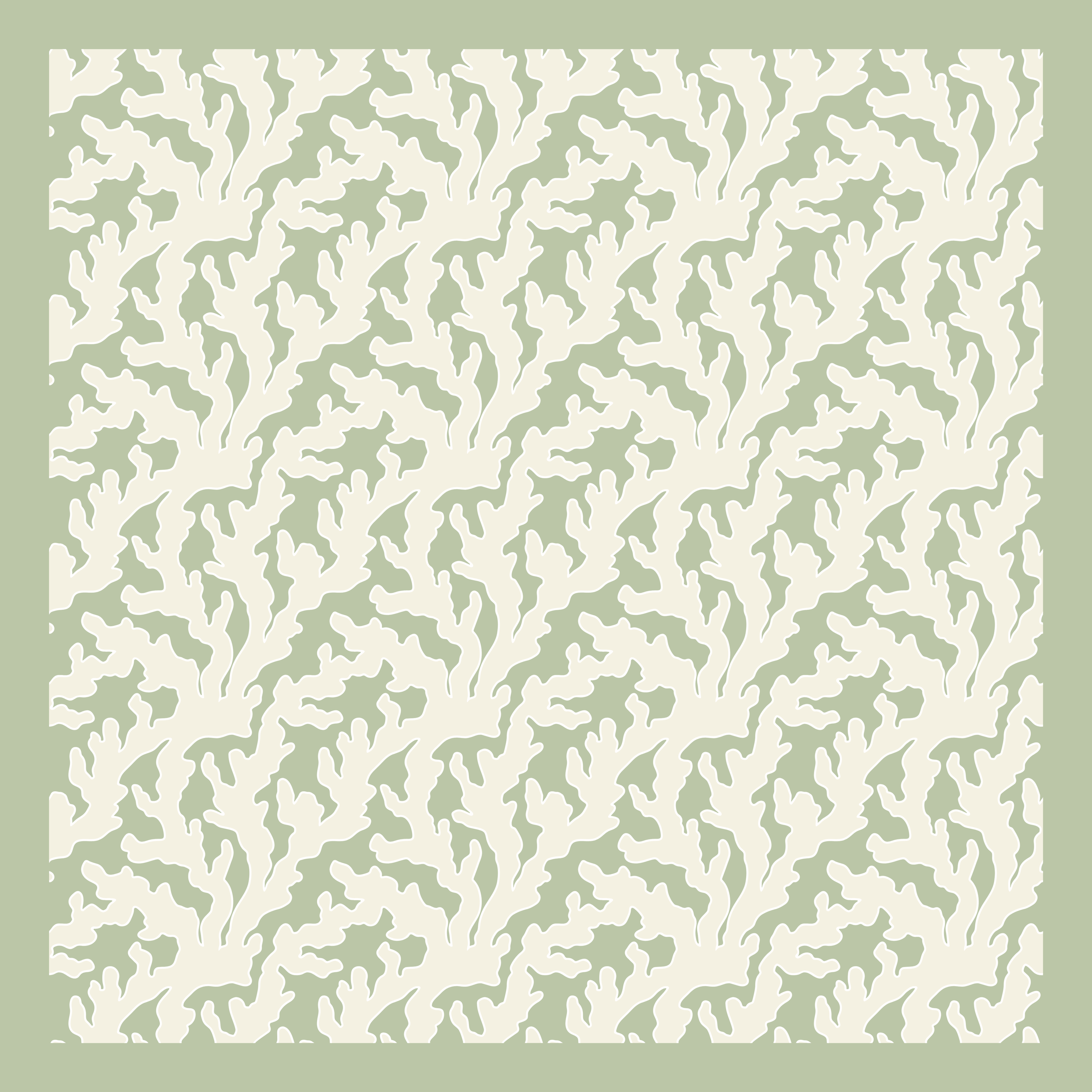 Sage Seagrass mahjong mat - sage green and off-white botanical design