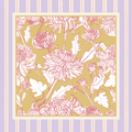 Camellia Cottage mahjong mat - pink and mustard floral chrysanthemum design, non-slip