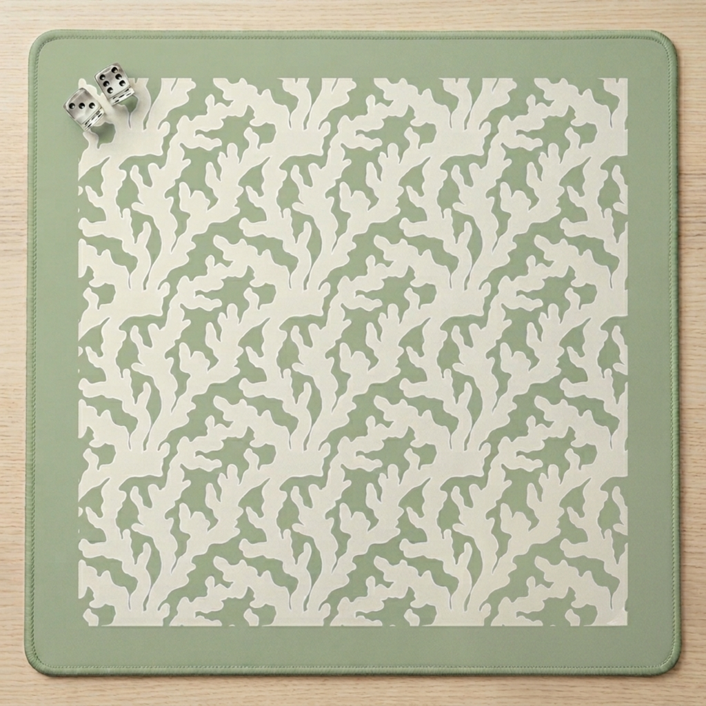 Sage Seagrass mahjong mat styled on game table