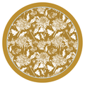 Honeyfield Mum square leatherette mahjong mat with gold and white chrysanthemum print (placeholder image — round mat shown)