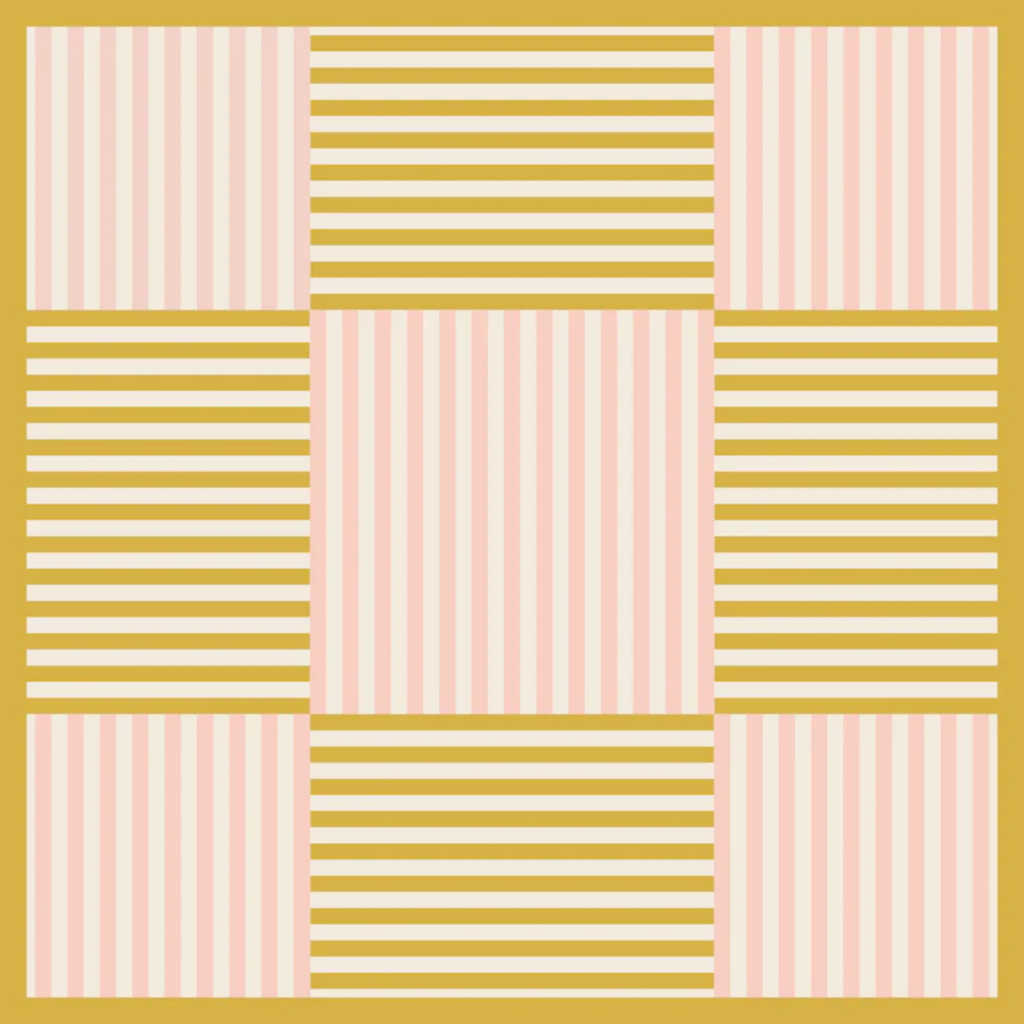 The Dunmore Weave mahjong mat - pink and butter yellow color block basketweave design