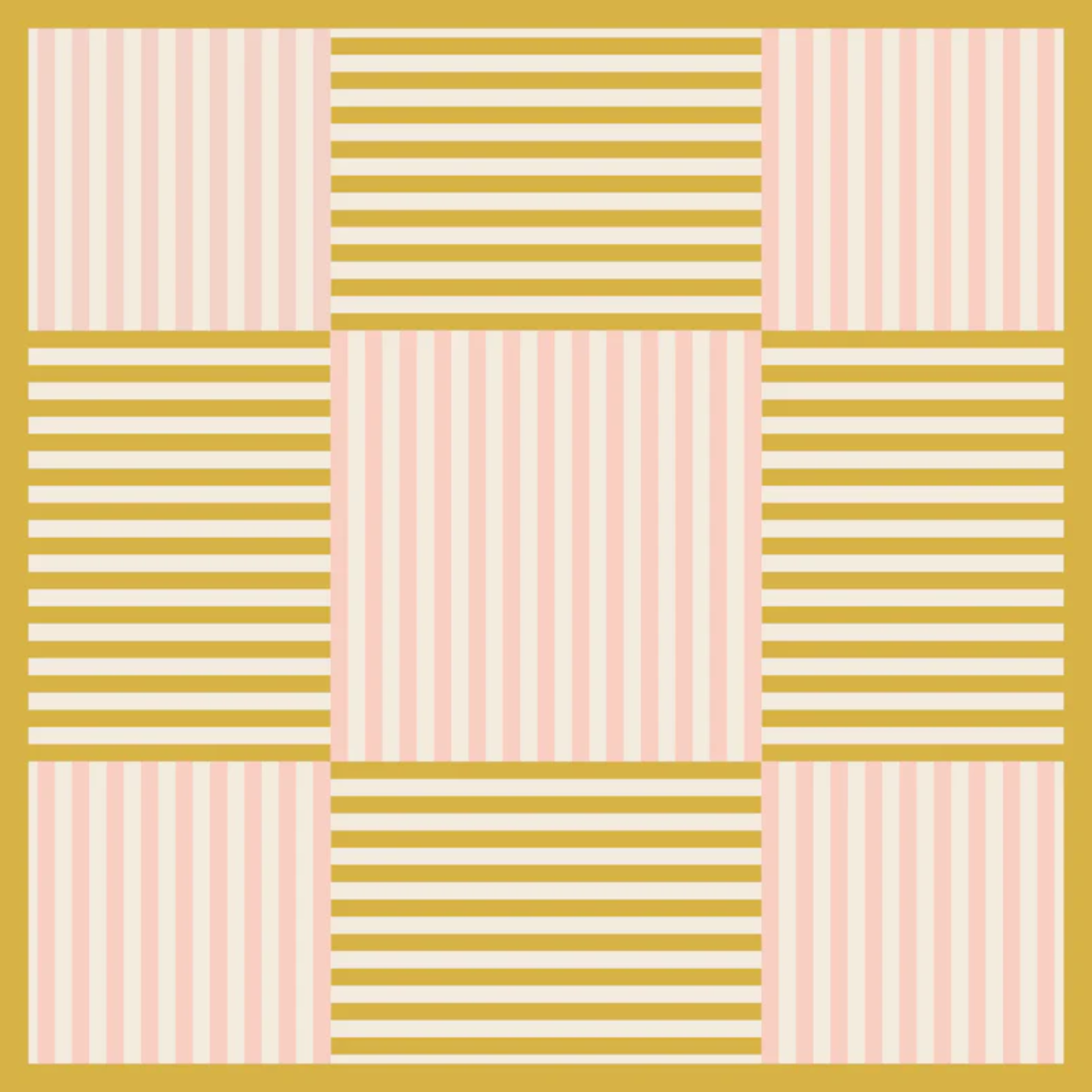 The Dunmore Weave mahjong mat - pink and butter yellow color block basketweave design