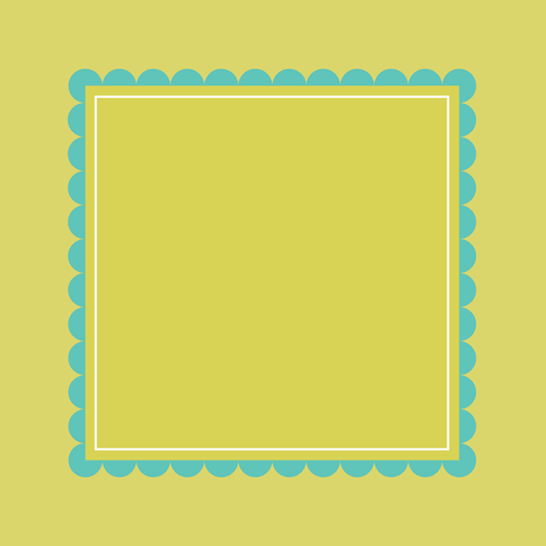 Bright Series: Chartreuse mahjong mat - chartreuse and turquoise scallop design