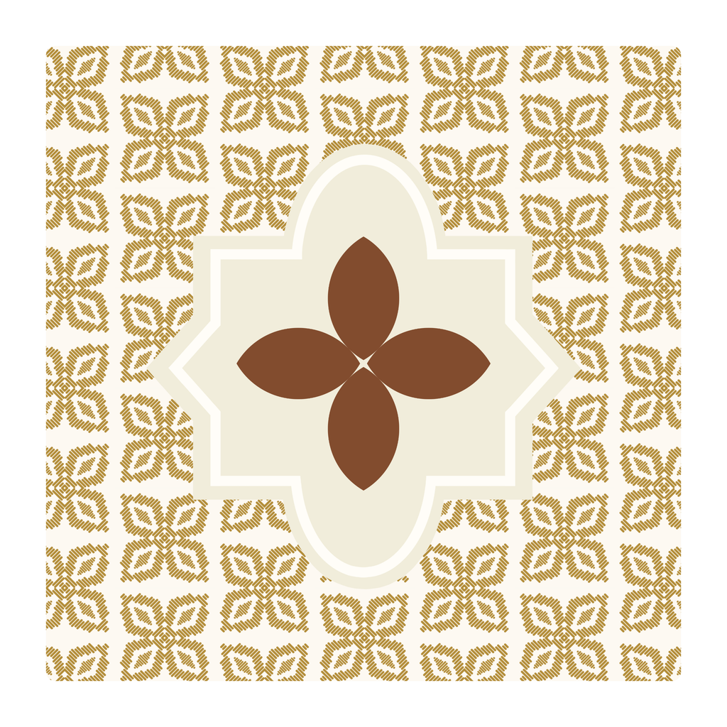 The Hearthstone mahjong mat, brown gold ivory medallion pattern, non-slip cushioned neoprene