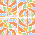 Morning Mimosa mahjong mat - terracotta, yellow, and pastel floral design