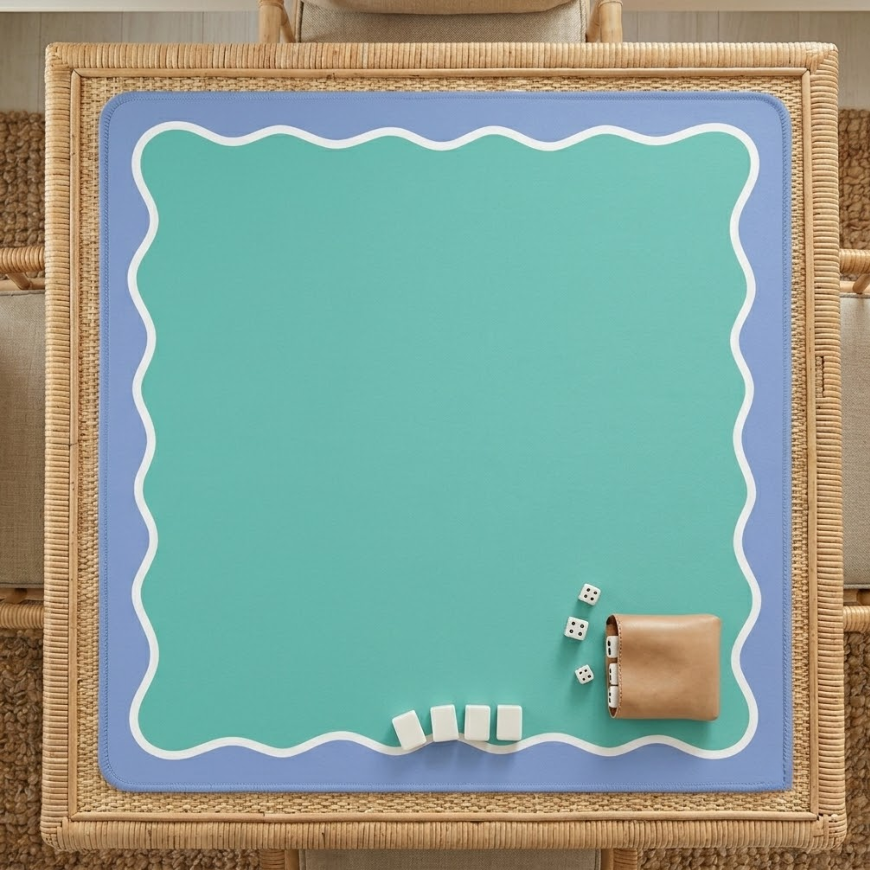 The Waverly: Breeze mahjong mat styled on game table
