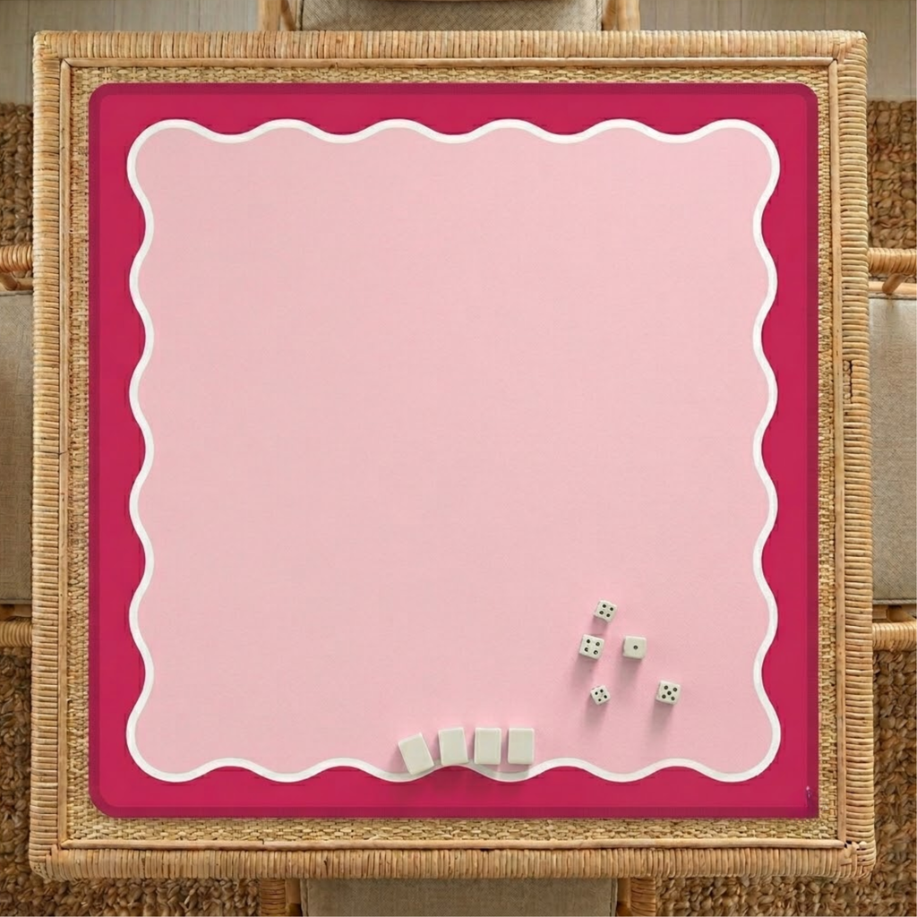 The Waverly: Peony mahjong mat styled on game table