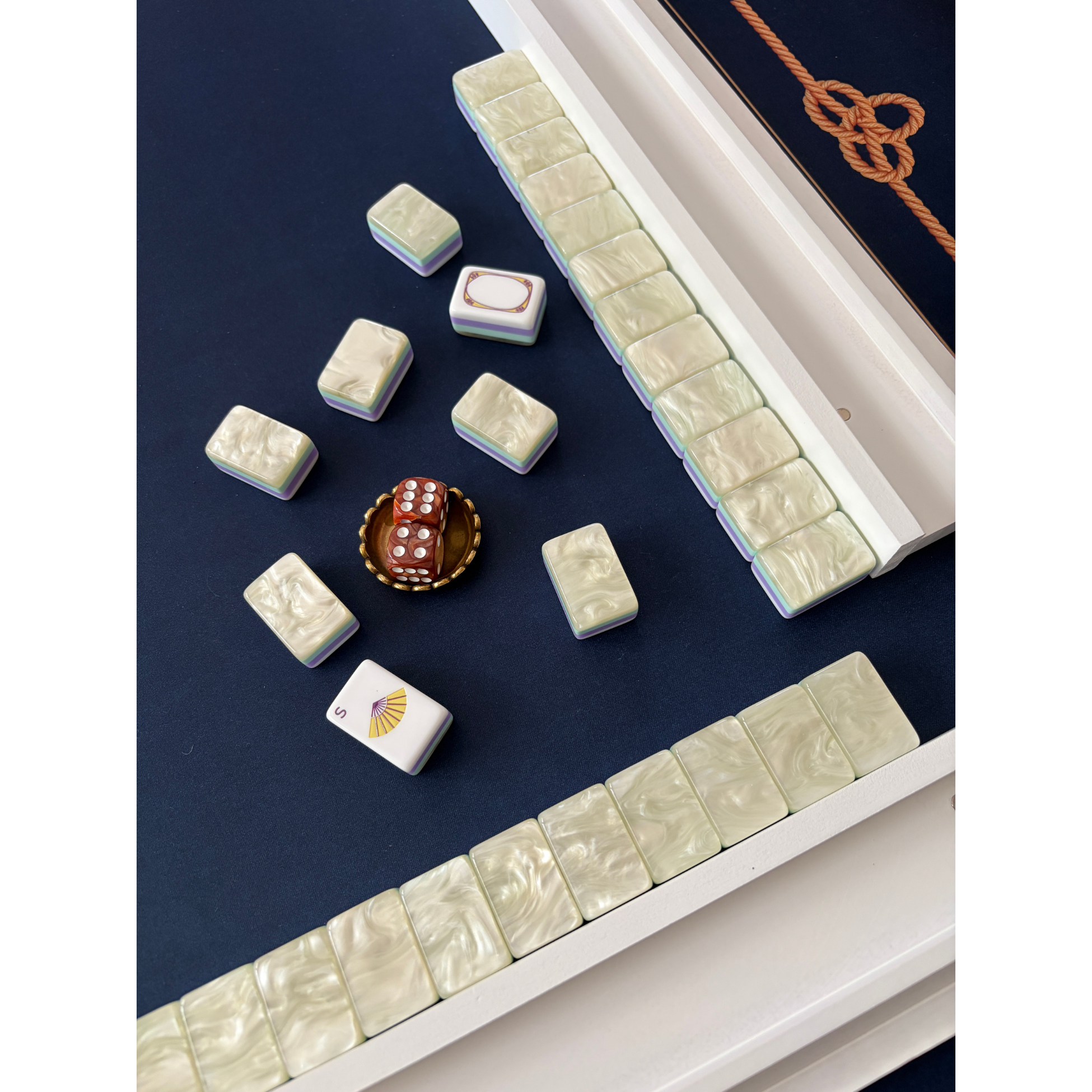 Harbor Line mahjong mat styled on game table