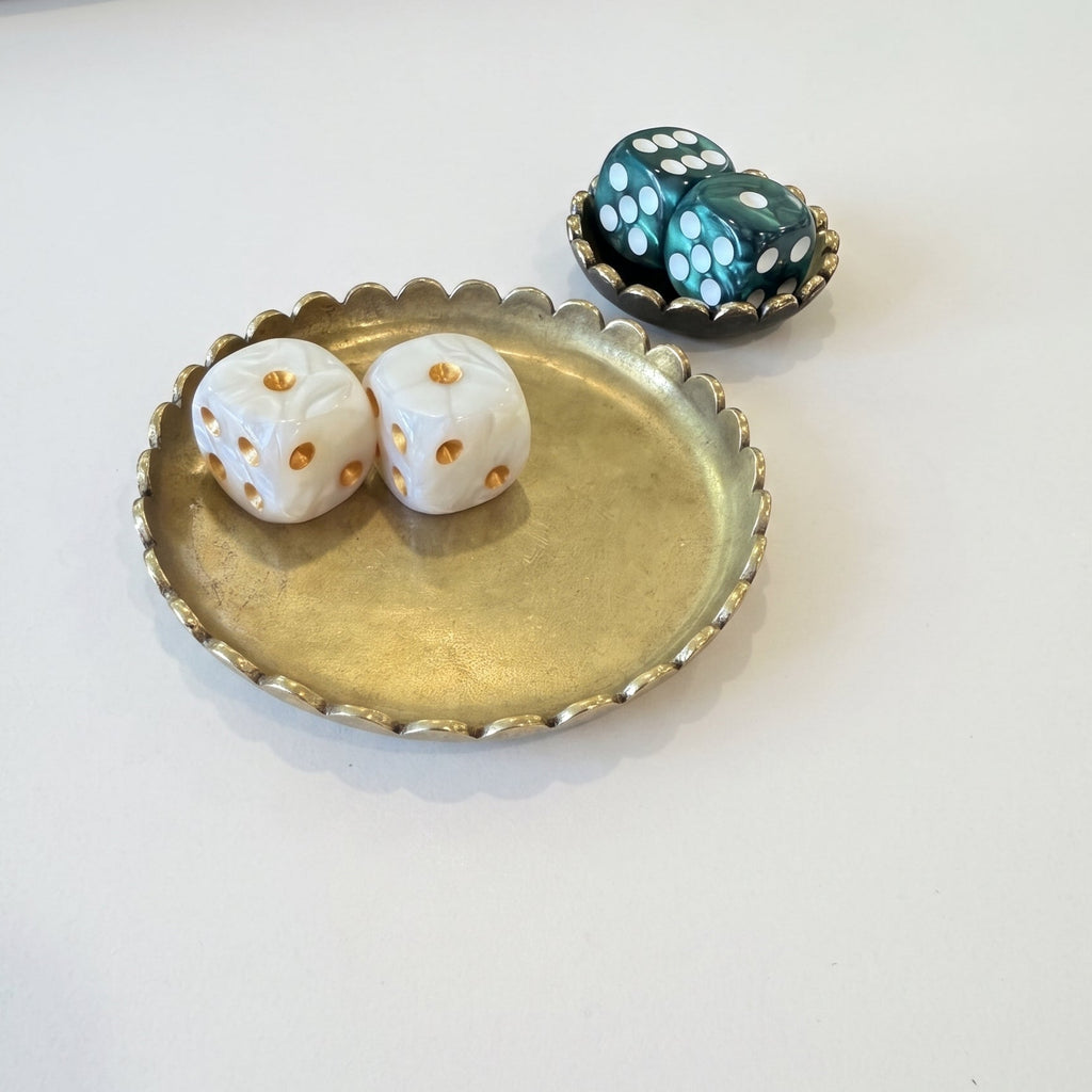 Scalloped Brass Dice Dish