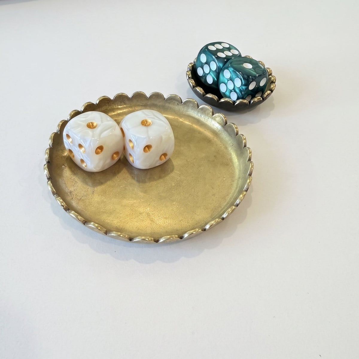 Scalloped Brass Dice Dish
