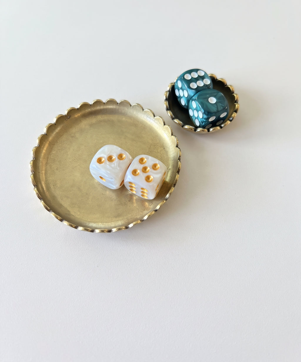 Scalloped Brass Dice Dish