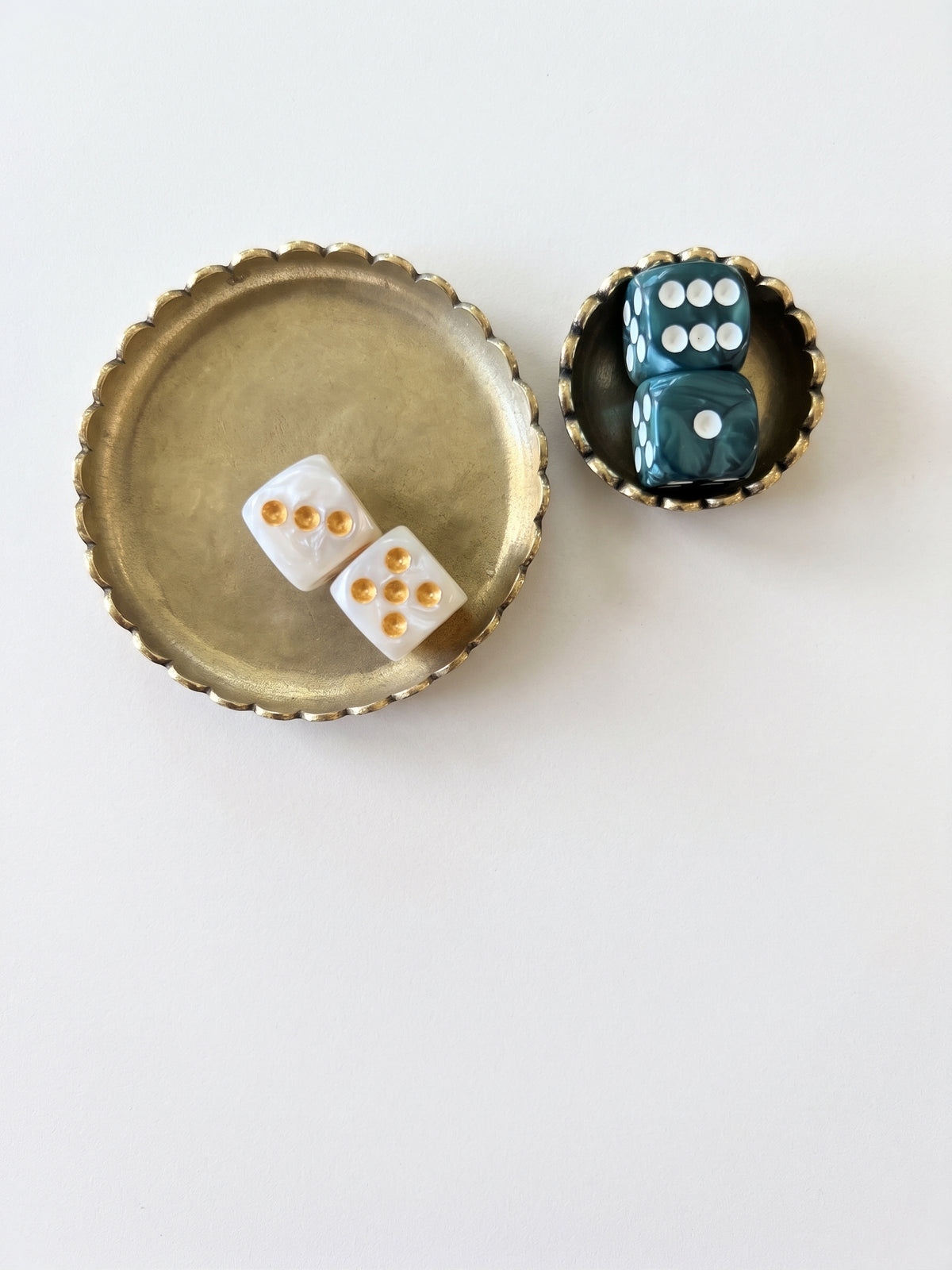 Scalloped Brass Dice Dish
