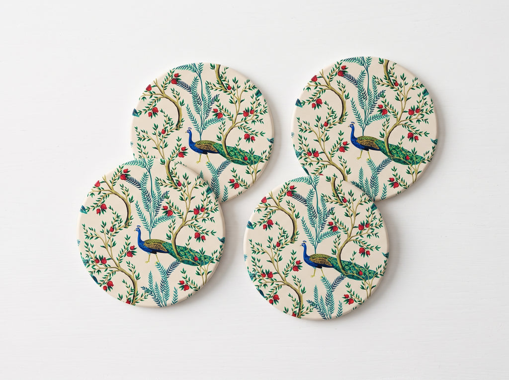 Peacock Coasters – Set of 4
