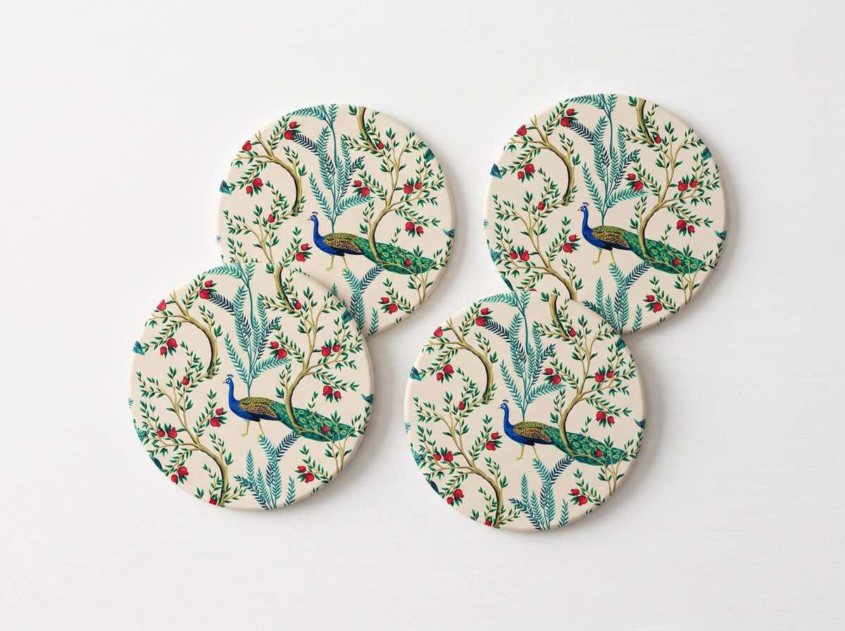 Peacock Coasters – Set of 4