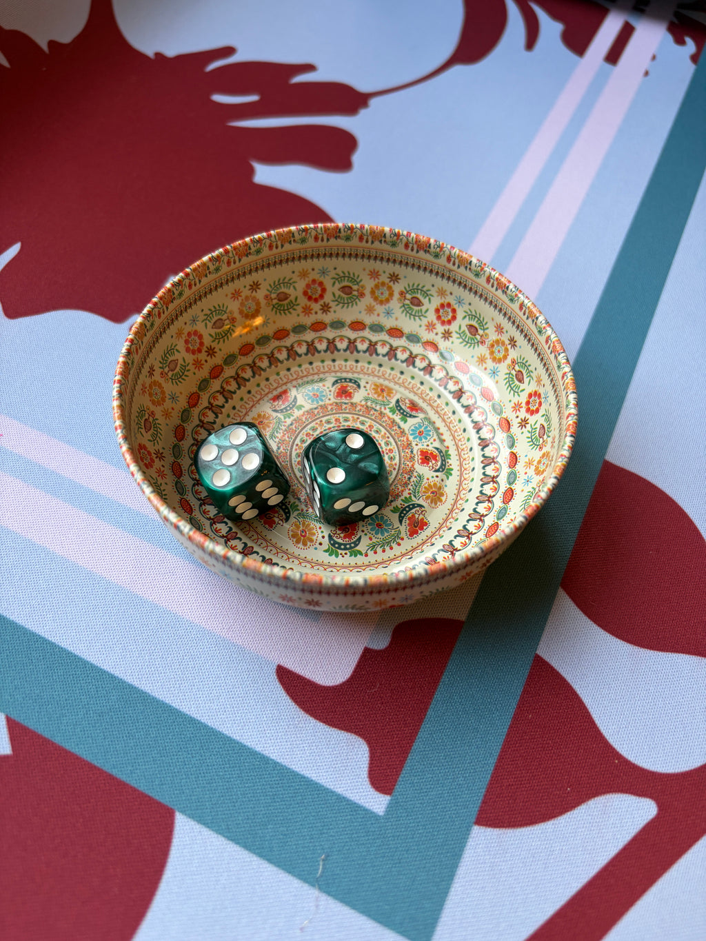 Folk Florals Mahjong Dice Dish