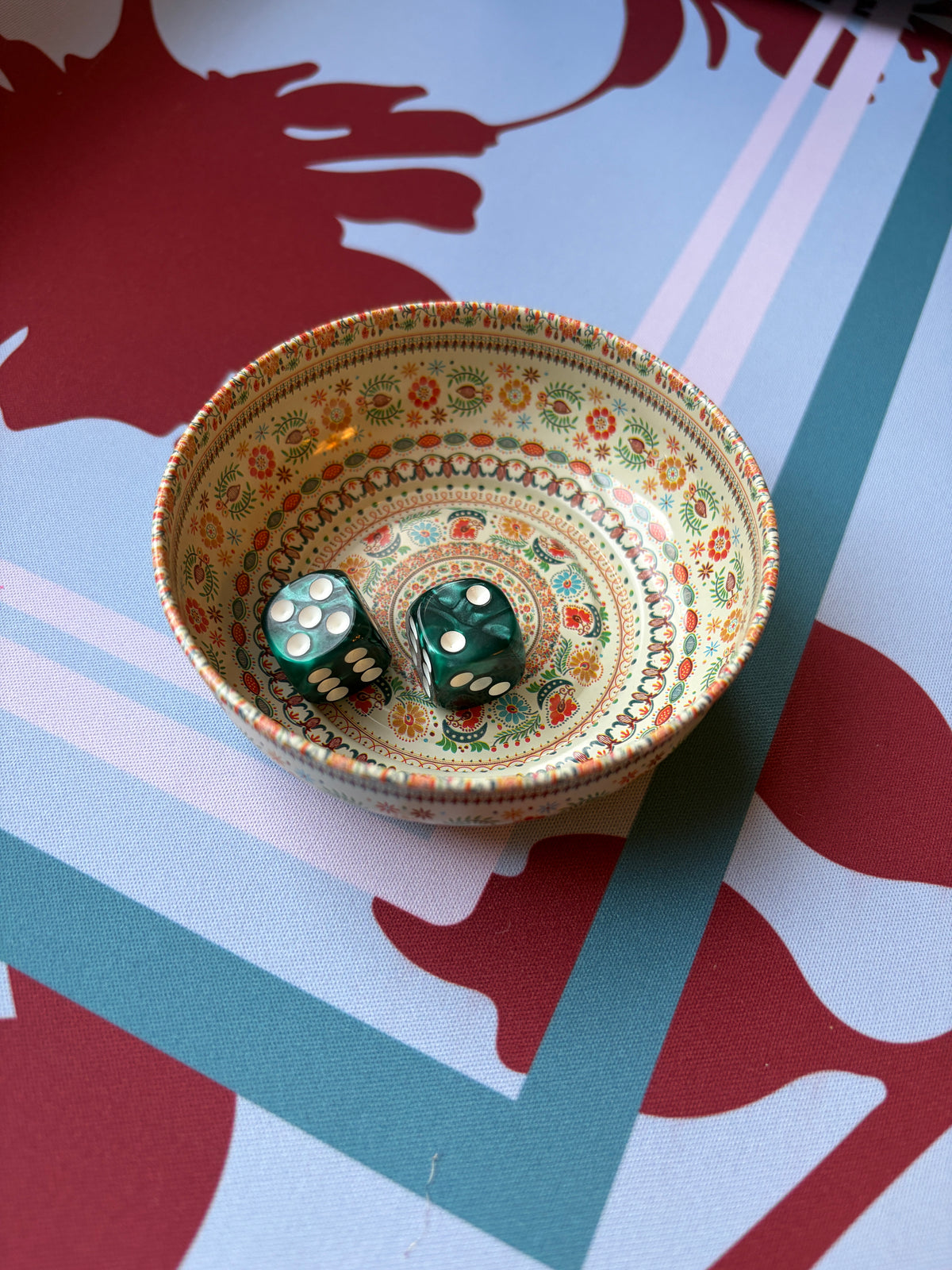 Folk Florals Mahjong Dice Dish