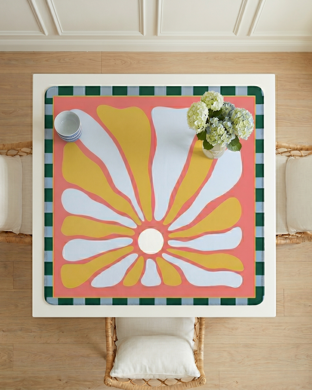 Dahlia mahjong mat styled on game table