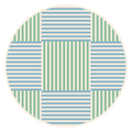 Harbour Weave 34 inch round leatherette mahjong mat with coastal blue and sage green basketweave print