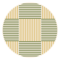Meadow Weave 34 inch round leatherette mahjong mat with olive green and mustard gold basketweave print