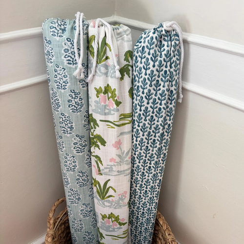 Blockprint Mahjong Mat Bags