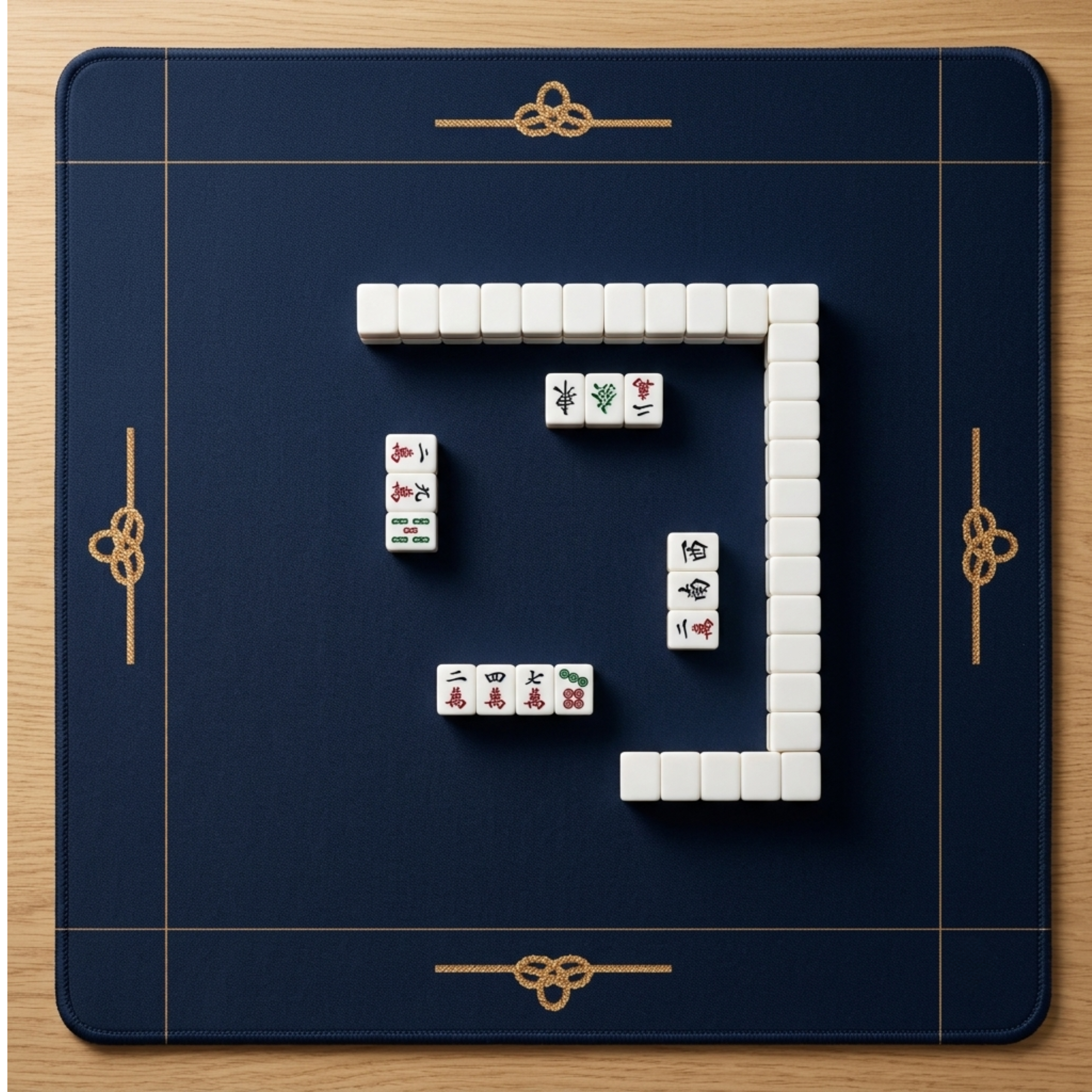 Harbor Line mahjong mat detail view of gold border
