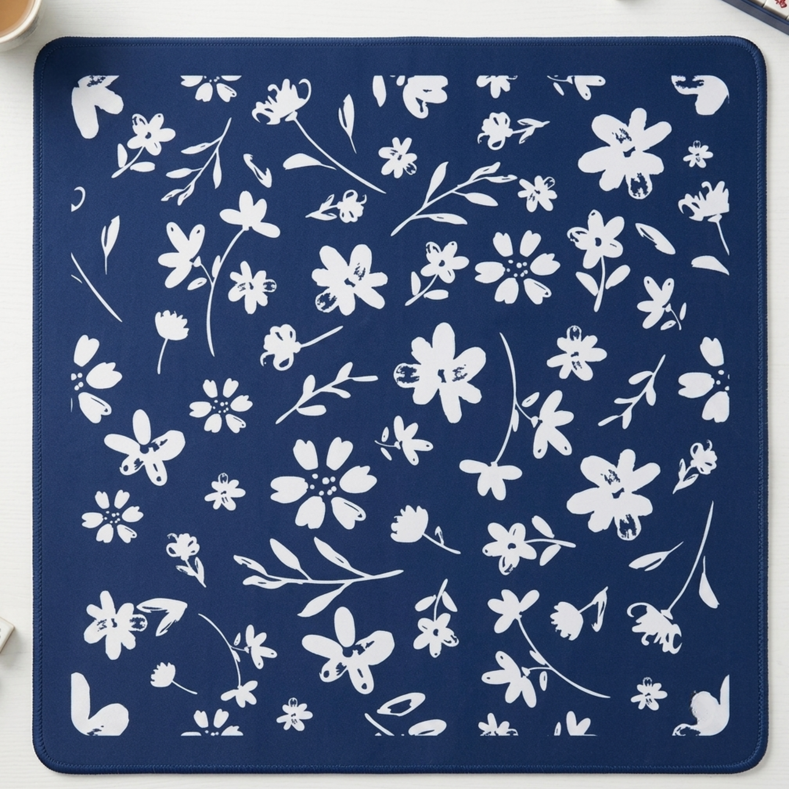 Providence Floral mahjong mat detail view of floral pattern