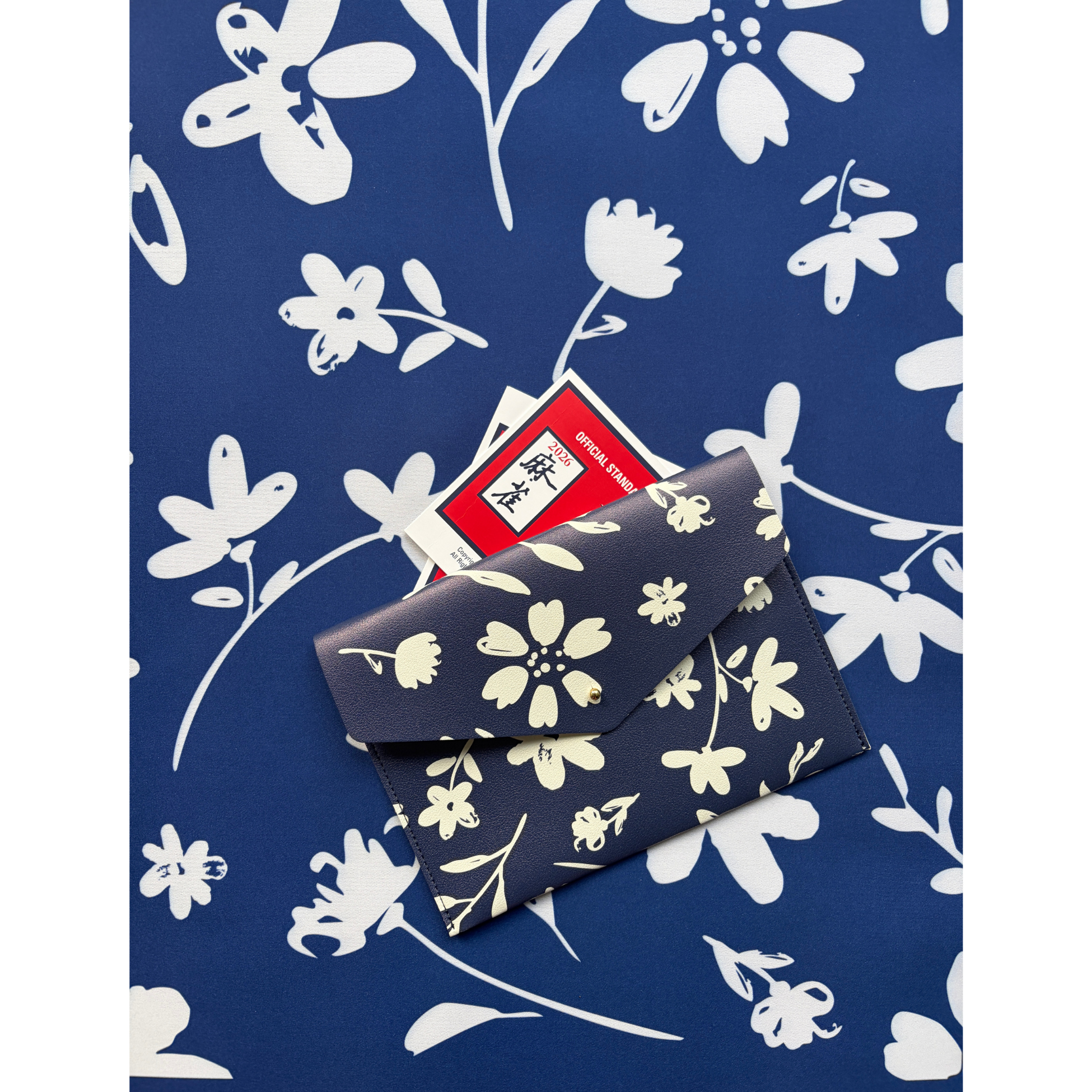 Providence Floral mahjong mat with canvas storage bag