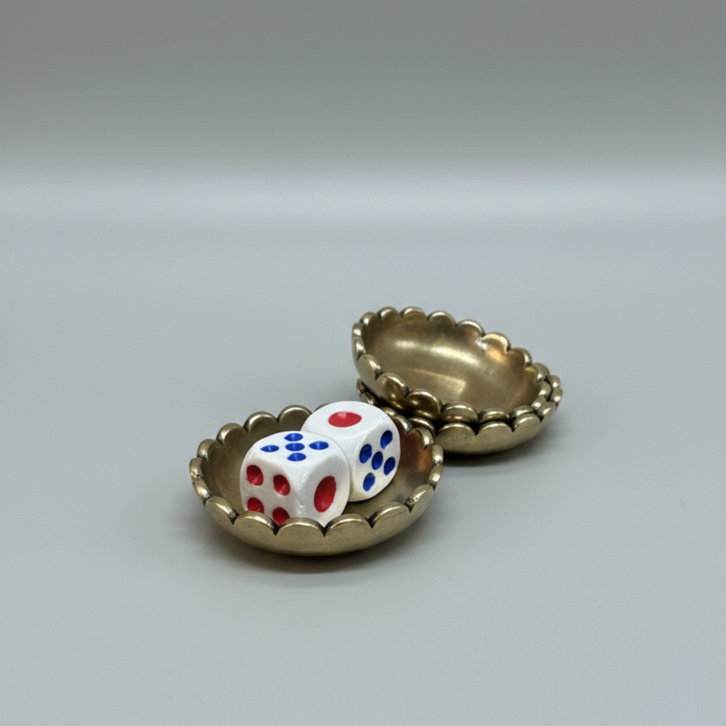 Scalloped Brass Dice Dish