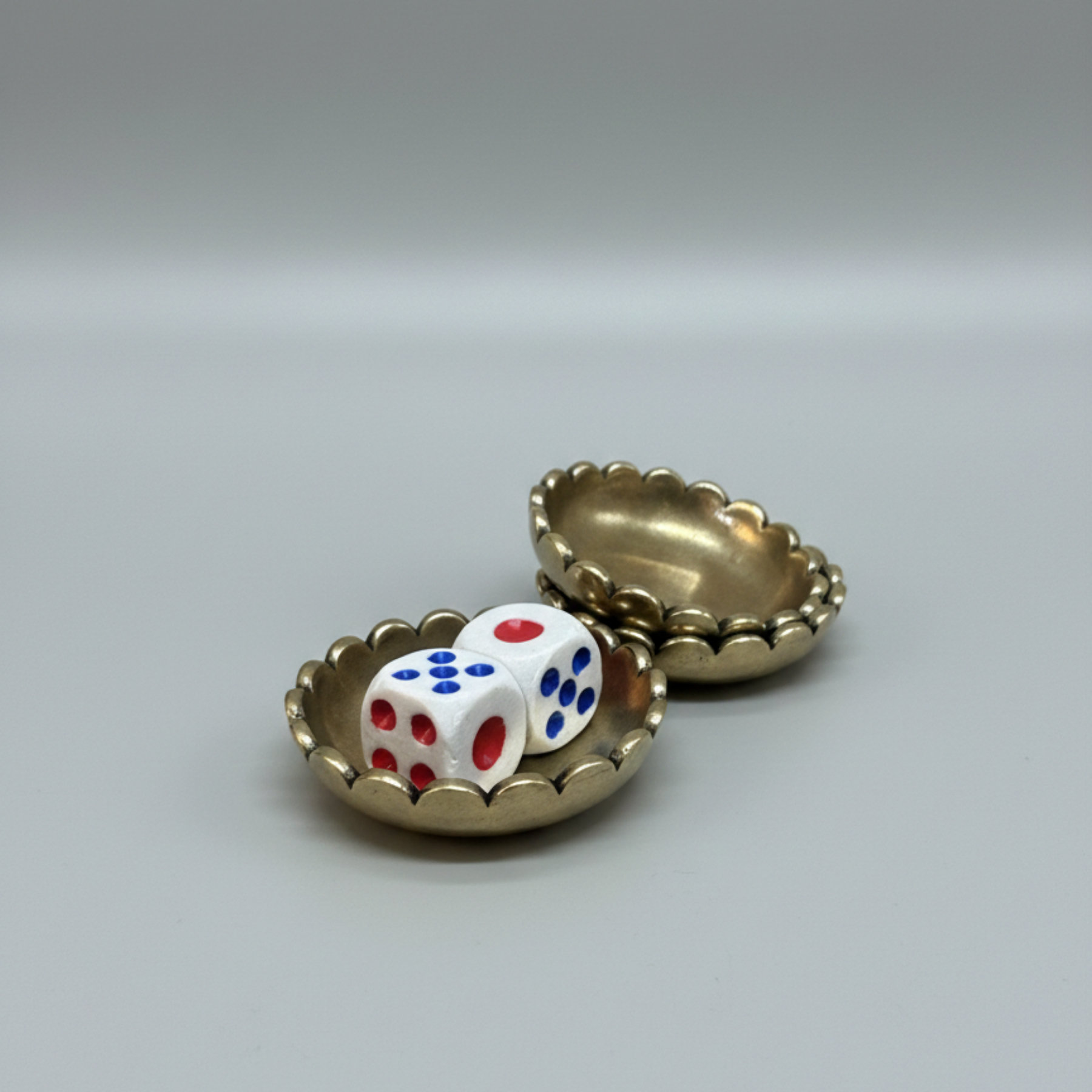 Scalloped Brass Dice Dish