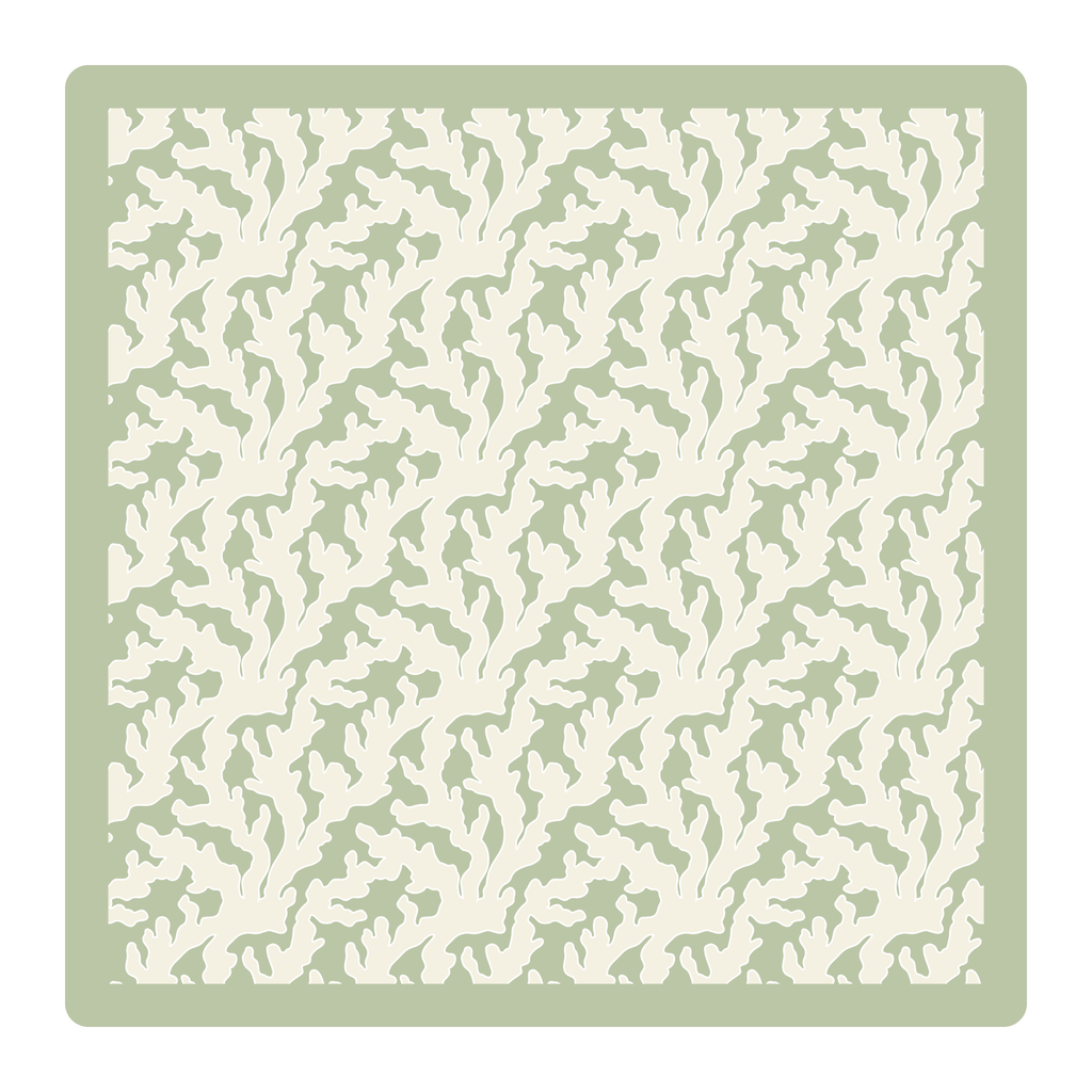 Sage Seagrass mahjong mat, sage green botanical print, non-slip cushioned neoprene