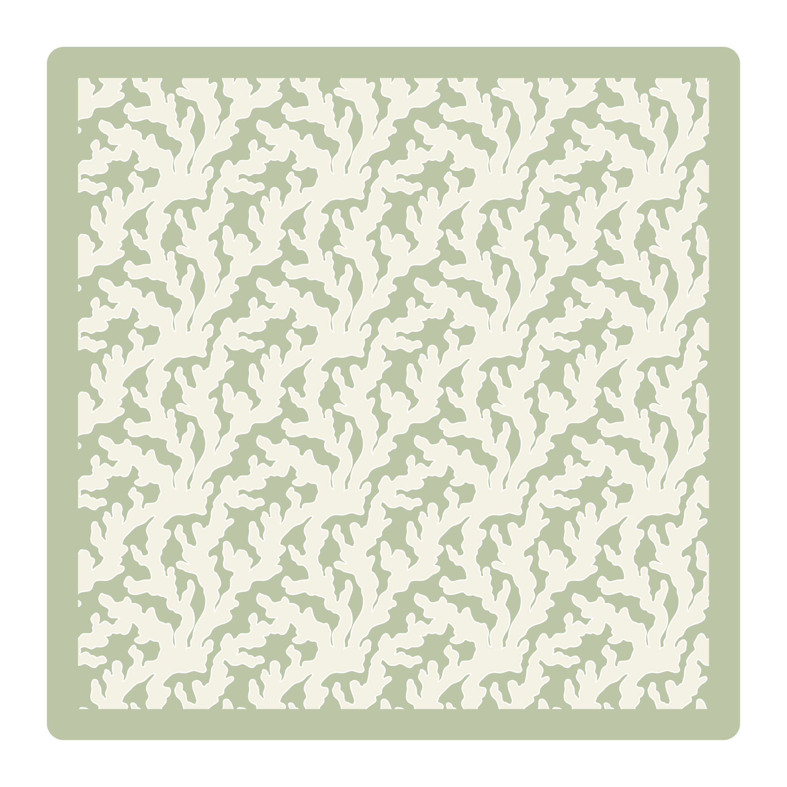 Sage Seagrass mahjong mat, sage green botanical print, non-slip cushioned neoprene