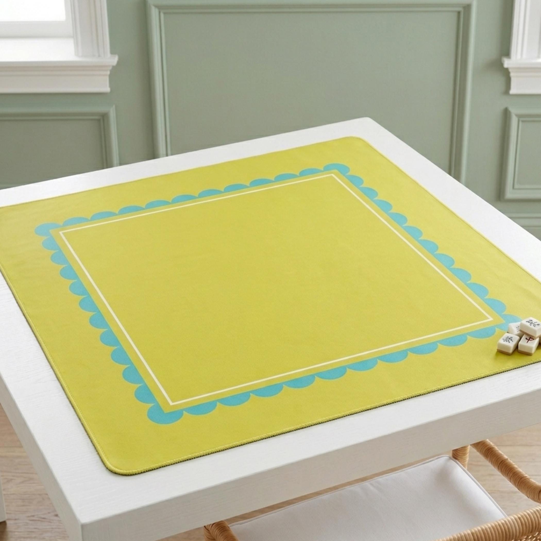 Bright Series: Chartreuse mahjong mat, waterproof neoprene, compact travel size