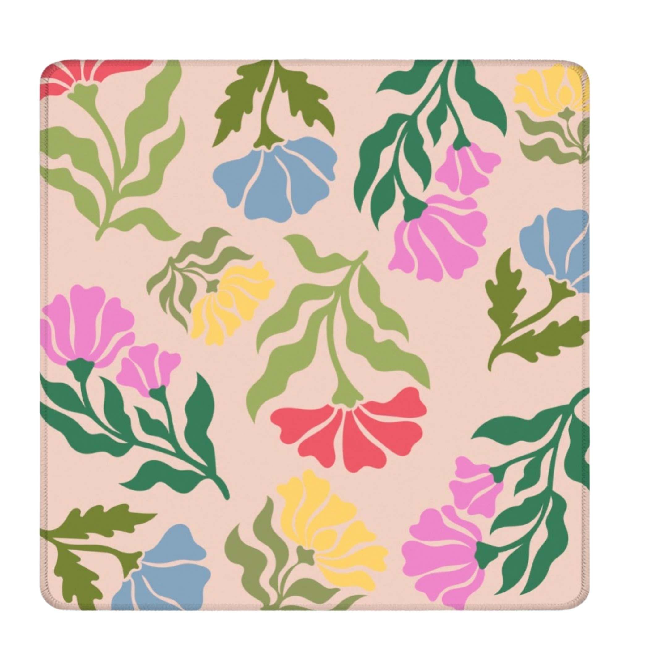 Low Country Lilies mahjong mat, 33x33 inch, pink floral pattern, non-slip neoprene surface